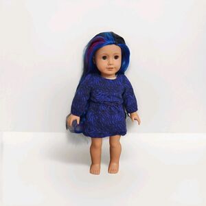 American Girl Truly Me #92 Doll Blue Pink Hair Dress Necklace Retired 2017 18”